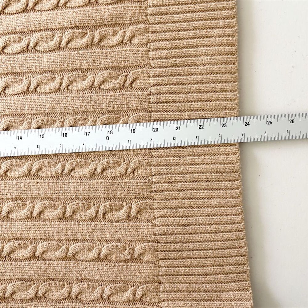 J. Crew Cambridge Cable Chunky‎ Knit Turtleneck Size S Tan Wool Blend Academia - Picture 11 of 11